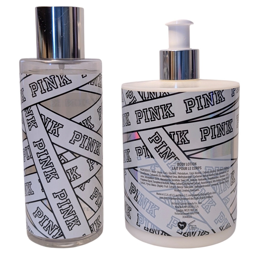 PINK Victoria's Secret Holo Glam Body Mist 8.4 oz & Body Lotion 16.9 oz‎ Set New - Picture 2 of 7